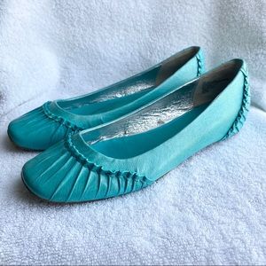 Aqua Ruffled Flats